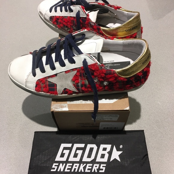 Golden Goose Superstar Red Blue Check/Ice 39 NIB - Picture 4 of 8